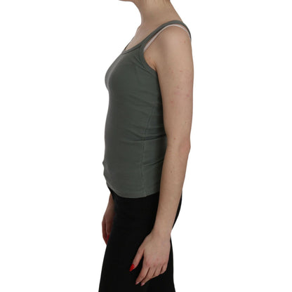 PINK MEMORIES Green Spaghetti Strap Slim Fit Casual Tank Top Blouse