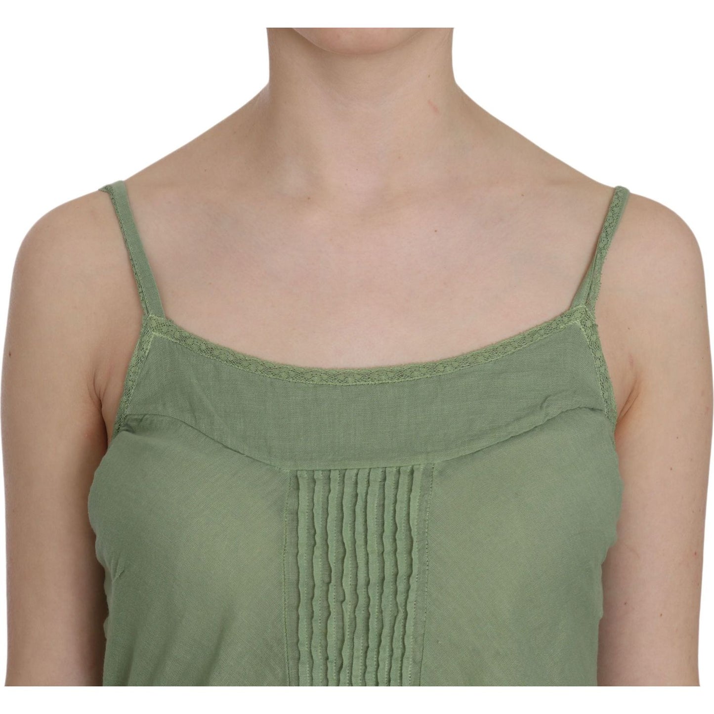 PINK MEMORIES Green Silk Spaghetti Strap Tank Top Blouse TSH3441-42