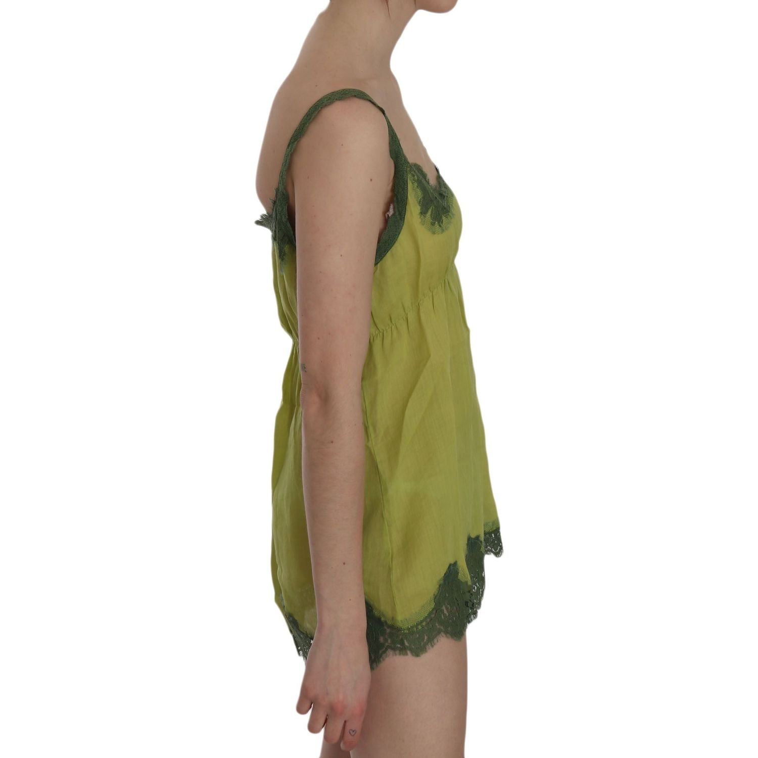 优雅绿色蕾丝亚麻背心