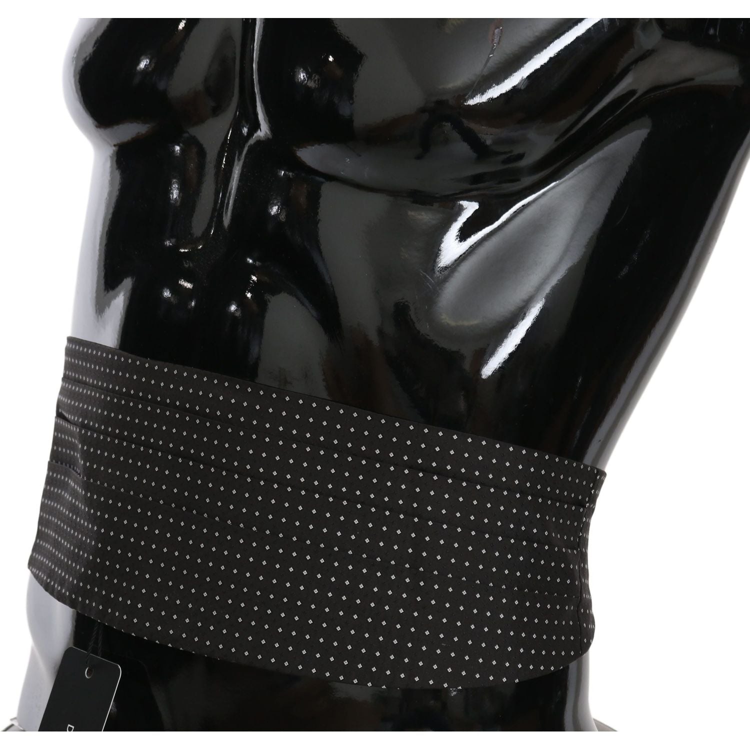 Dolce & Gabbana Black Dotted Waist Belt Silk Cummerbund