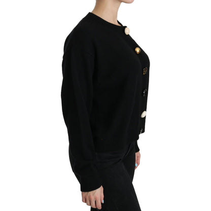 Dolce & Gabbana Black Button Embellished Cardigan Sweater