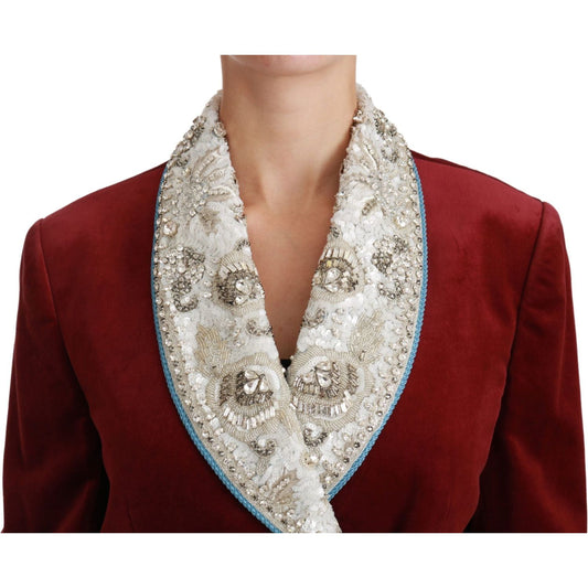 Dolce & Gabbana Dolce & Gabbana Opulent Red Baroque Detail Blazer JKT2558-38 1728,3% Acrylic (velvet),3% Metal,3% Silk,6% Acetate,67345645728,7% Nylon,7% Rayon,Clothing,Dolce & Gabbana,IT38|XS,IT40|S,IT42|M,IT44|L,Jackets & Coats - Women - Clothing,Materi