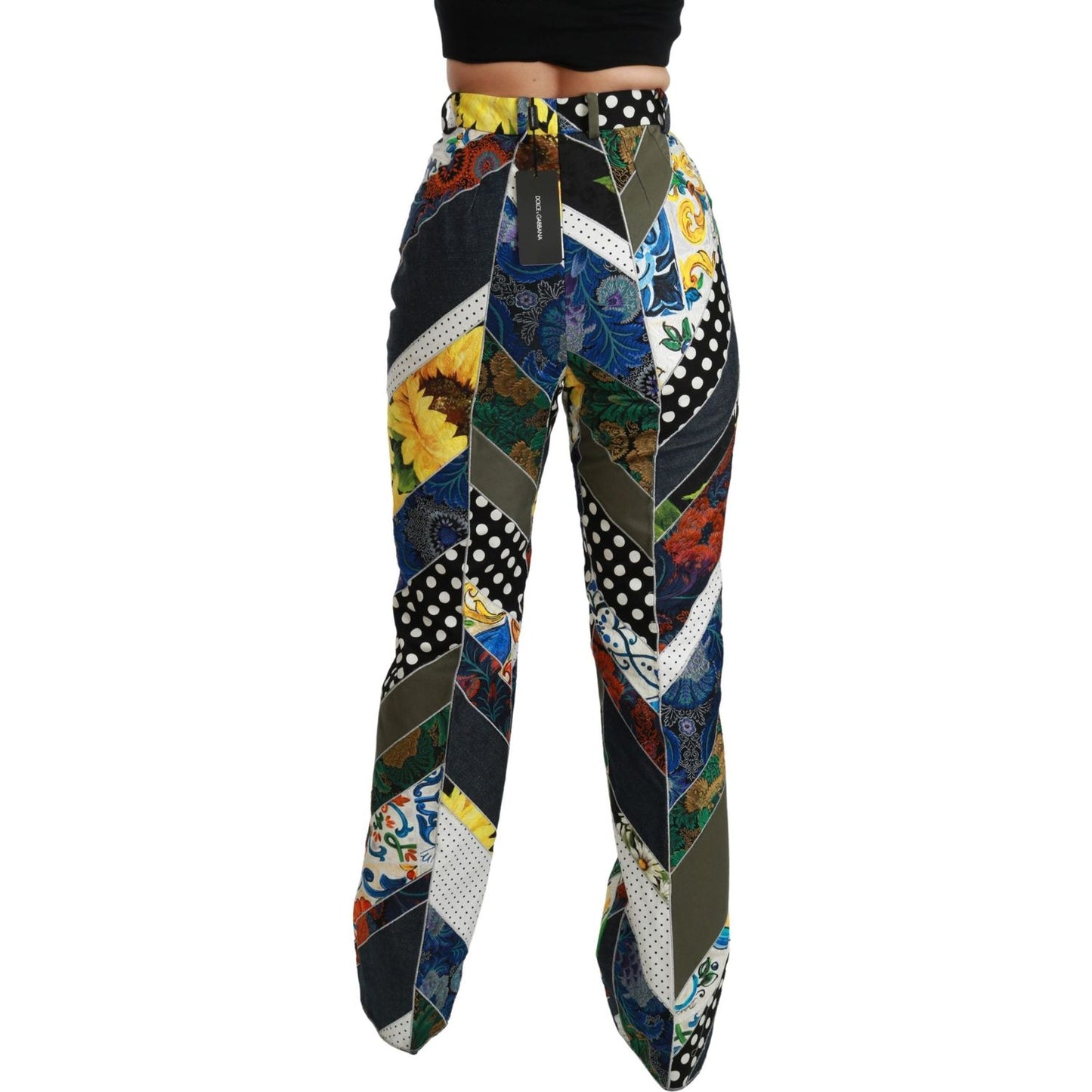 Dolce & Gabbana Multicolor Print High Waist Straight Pants