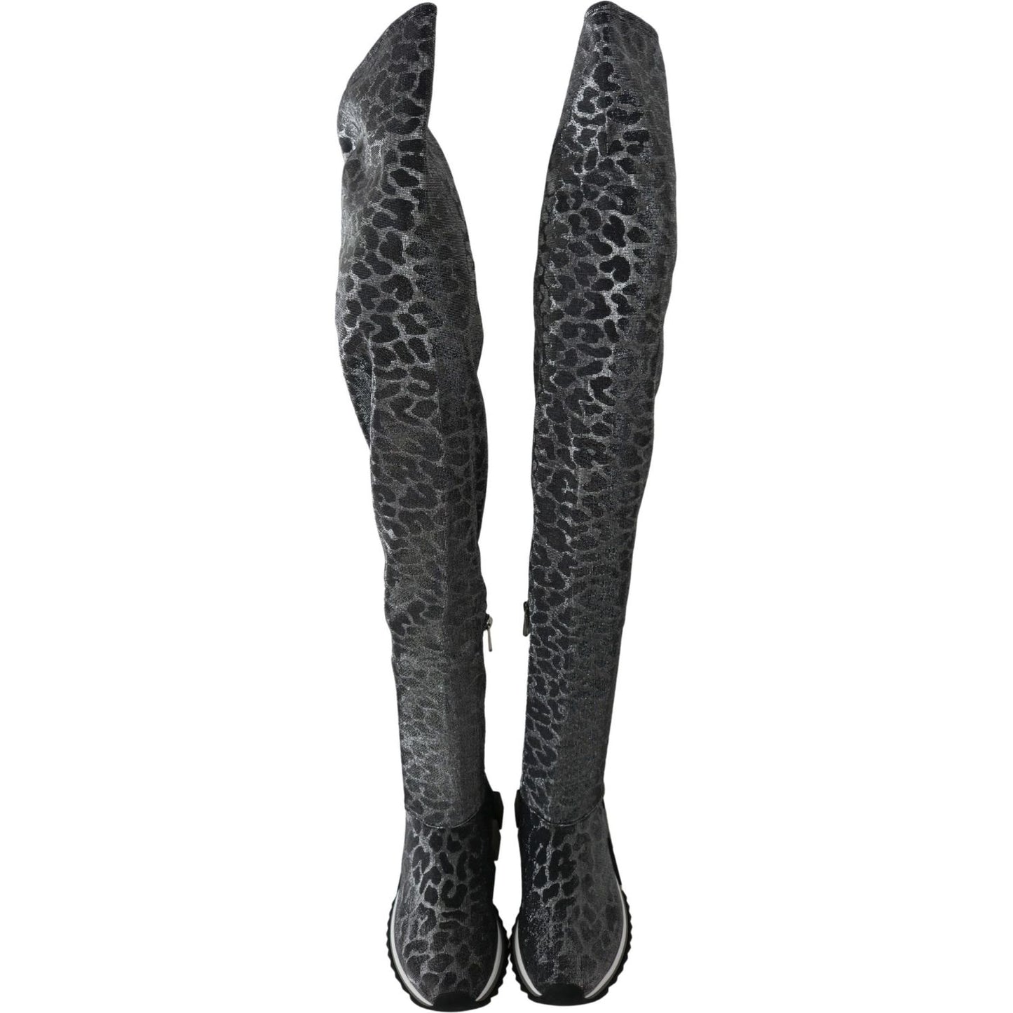 Dolce & Gabbana Gray Leopard High Top Sneakers Booties Shoes LA6442-35