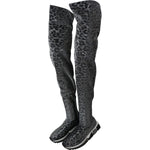 Dolce & Gabbana Gray Leopard High Top Sneakers Booties Shoes LA6442-35