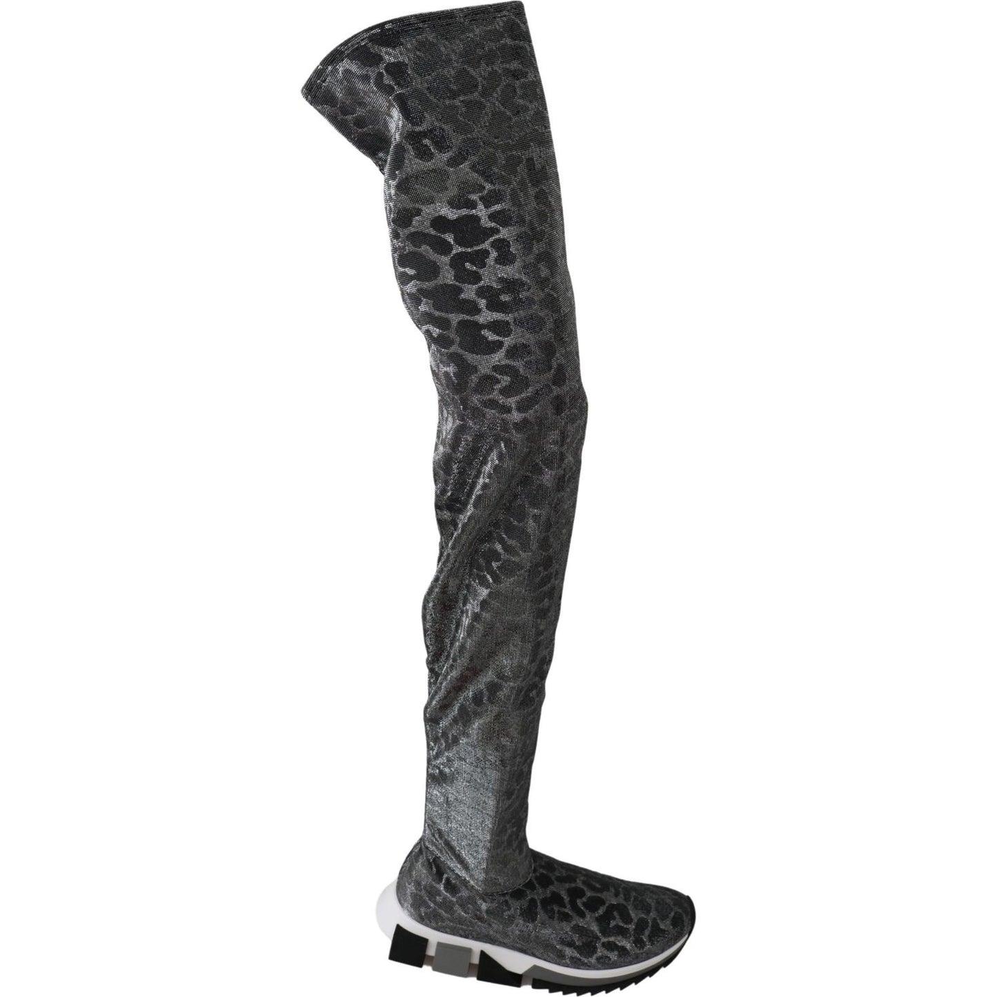 Dolce & Gabbana Gray Leopard High Top Sneakers Booties Shoes LA6442-35