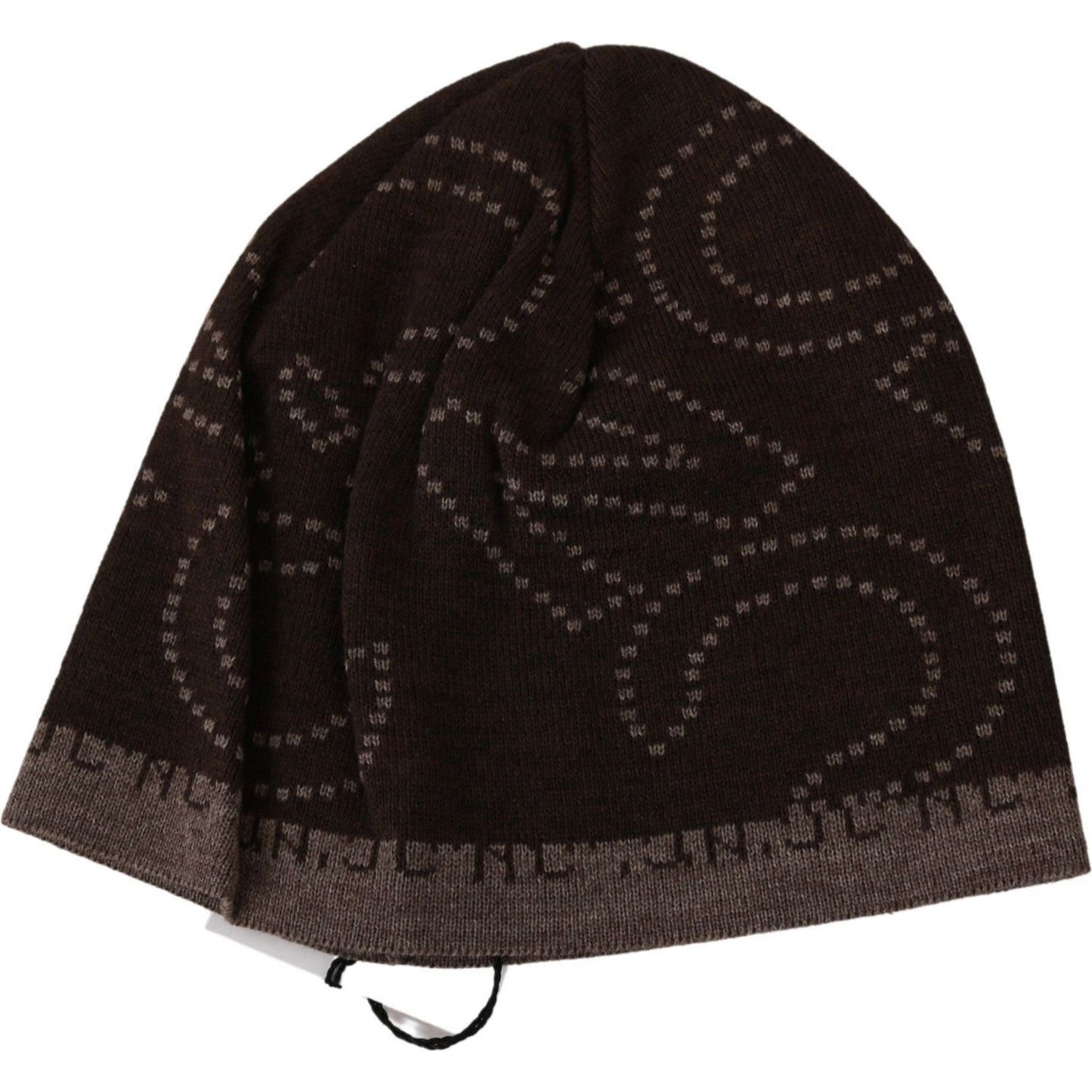 Costume National Beanie Brown Wool Blend Branded Hat Beanie Hat
