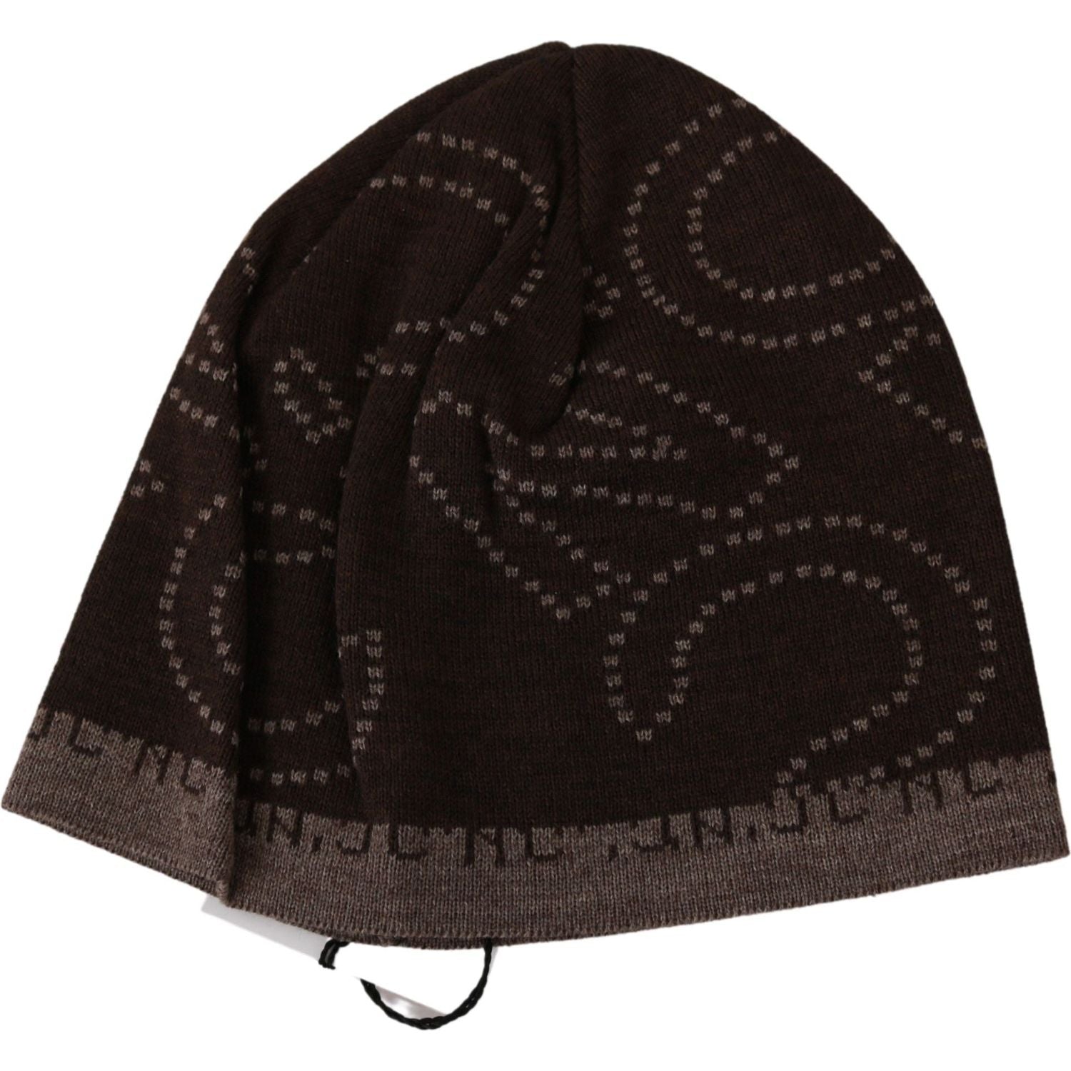 Costume National Beanie Brown Wool Blend Branded Hat