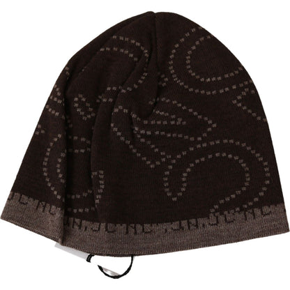 Costume National Beanie Brown Wool Blend Branded Hat Beanie Hat
