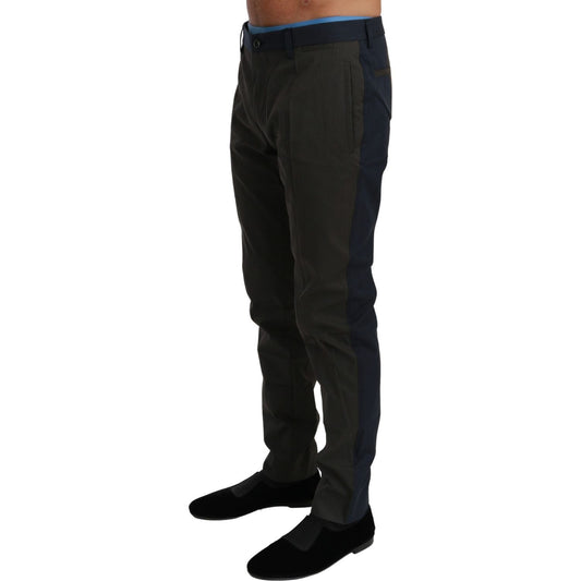 Dolce & Gabbana Blue Gray Stripes Trouser Cotton Pants PAN70980-44