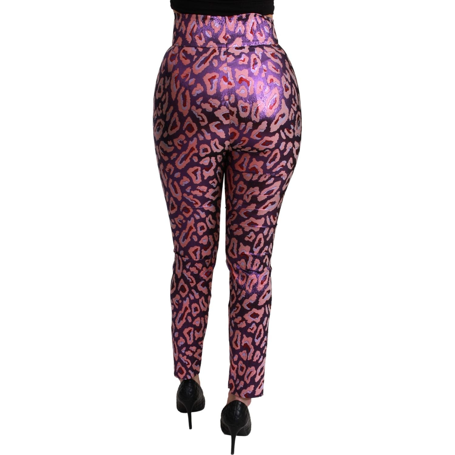 بنطلون دولتشي آند غابانا الأنيق القصير ذو الخصر العالي من مزيج الحرير