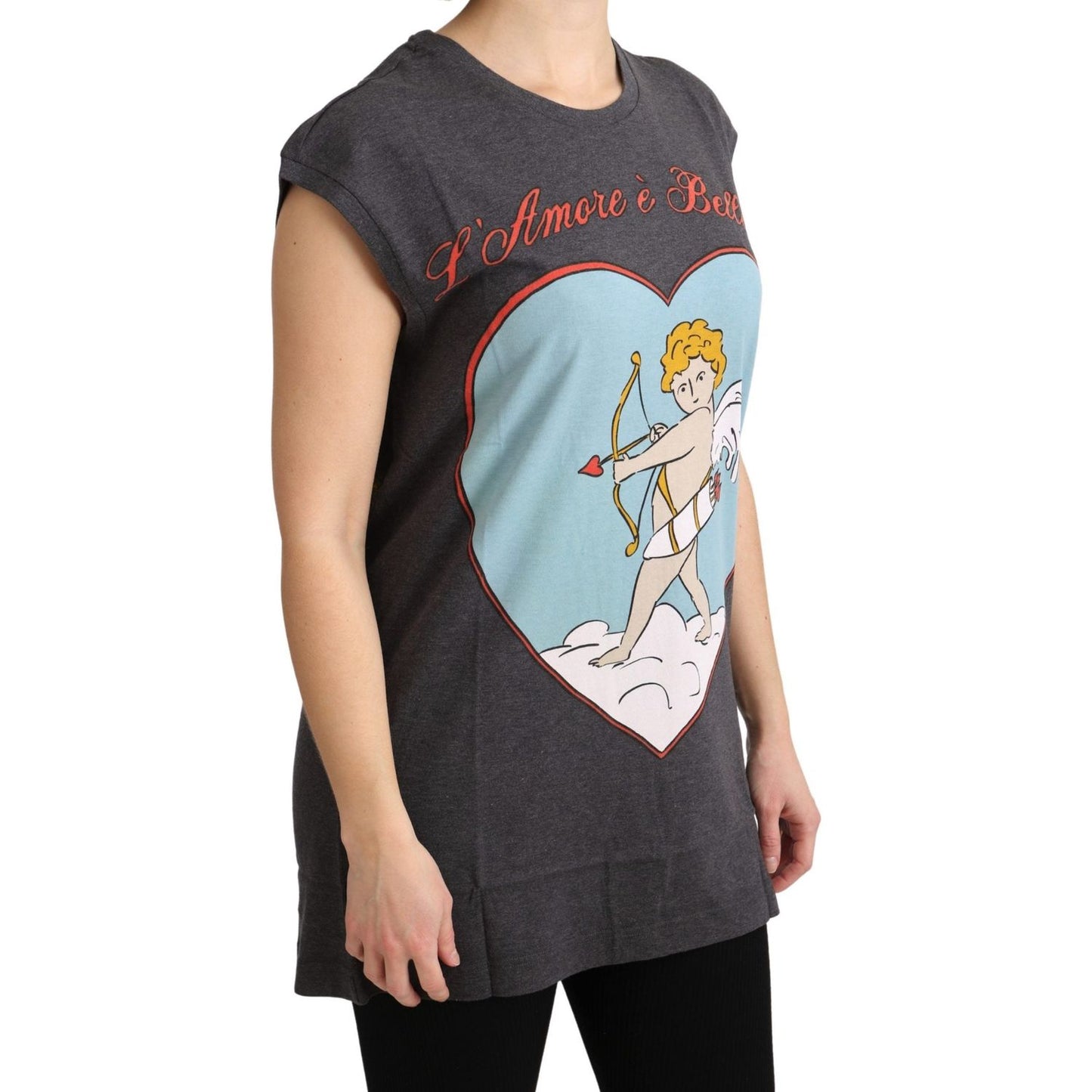 Dolce & Gabbana Gray Cotton L' Amore Top Tank T-shirt TSH5134-36