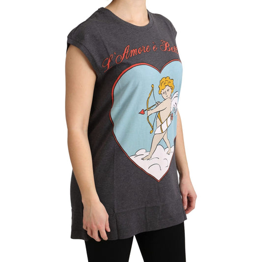 Dolce & Gabbana Gray Cotton L' Amore Top Tank T-shirt TSH5134-36