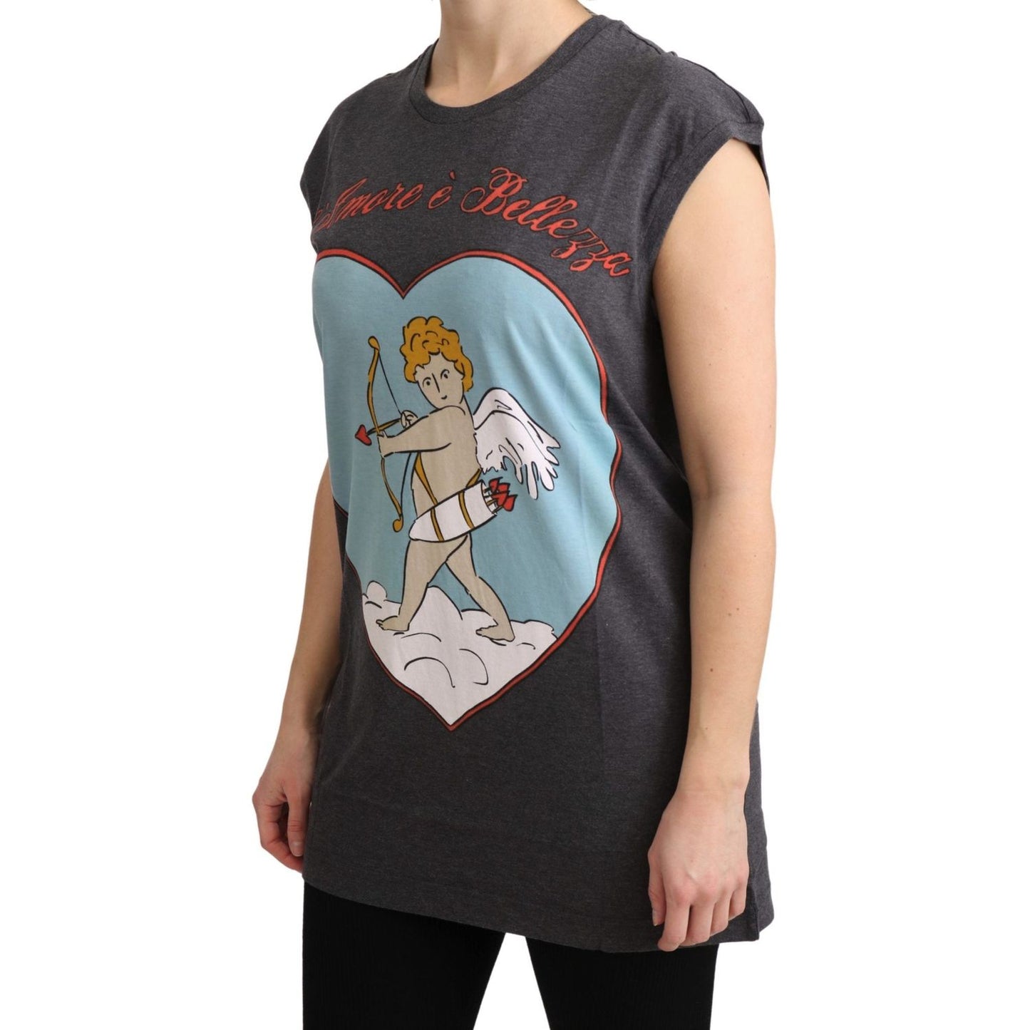 Dolce & Gabbana Gray Cotton L' Amore Top Tank T-shirt TSH5134-36