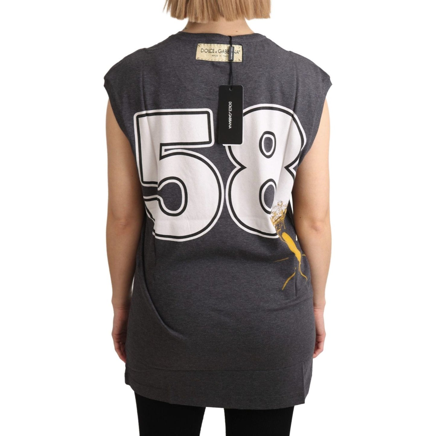Dolce & Gabbana Gray Cotton L' Amore Top Tank T-shirt TSH5134-36