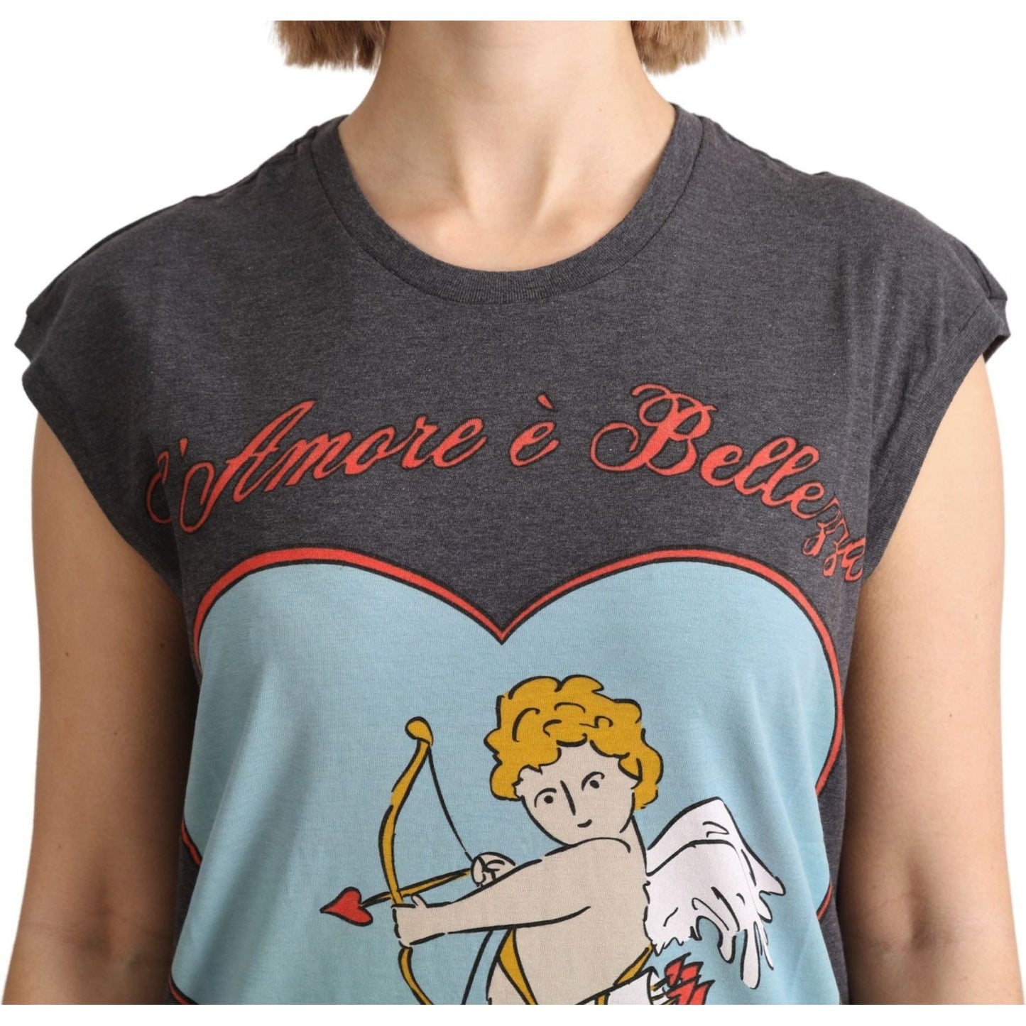 Dolce & Gabbana Gray Cotton L' Amore Top Tank T-shirt TSH5134-36