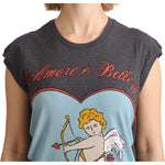 Dolce & Gabbana Gray Cotton L' Amore Top Tank T-shirt TSH5134-36