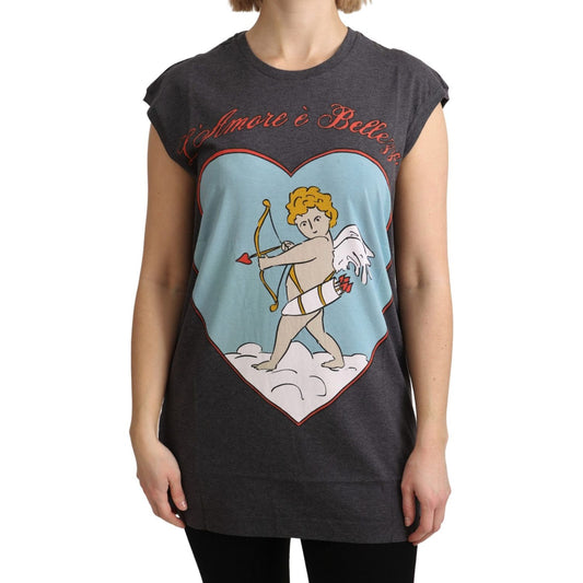 Dolce & Gabbana Gray Cotton L' Amore Top Tank T-shirt TSH5134-36