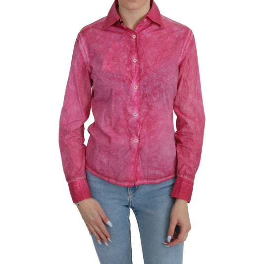 Ermanno Scervino Pink Collared Long Sleeve Shirt Blouse Top