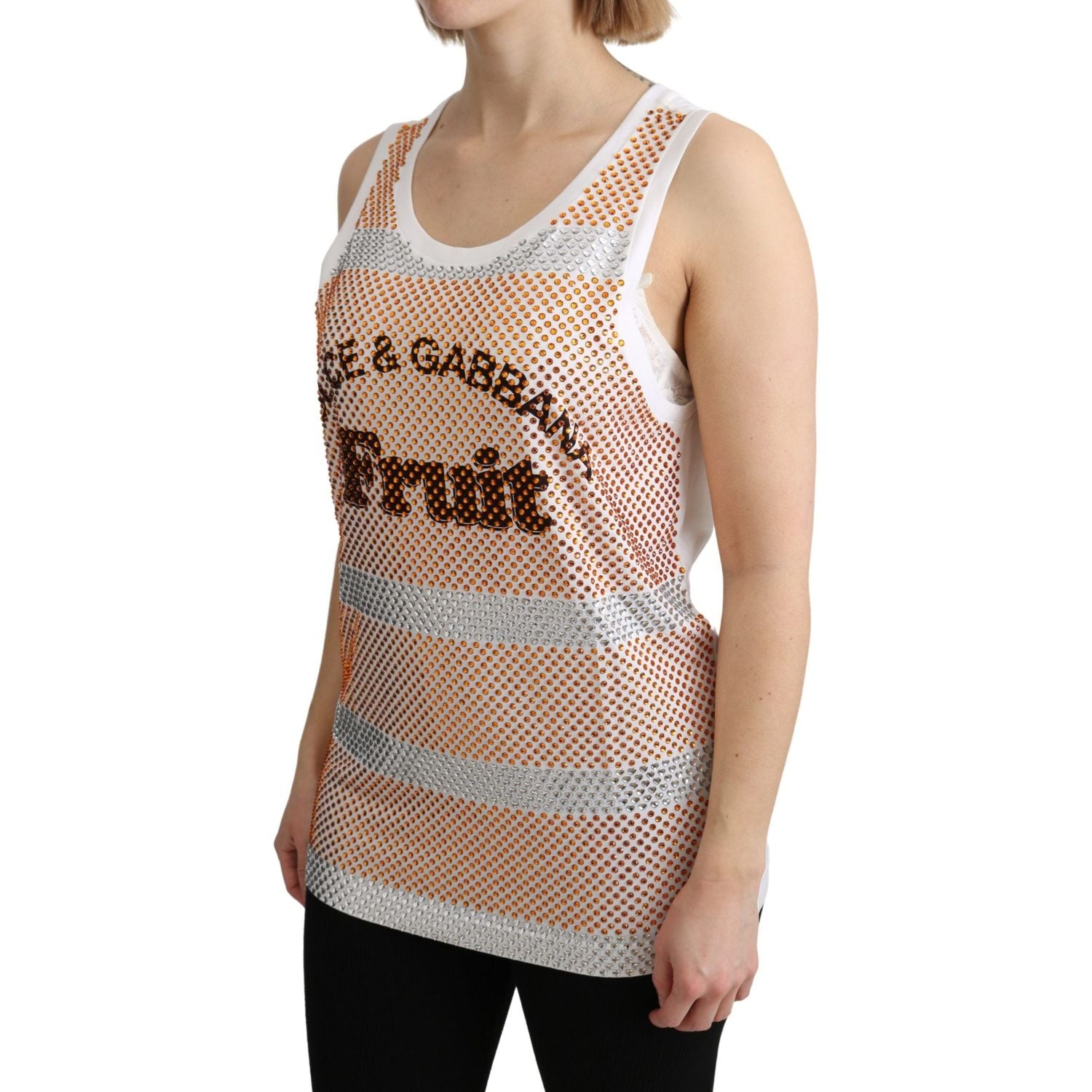 بلوزة قطنية بدون أكمام مزينة بالكريستال من دولتشي آند غابانا