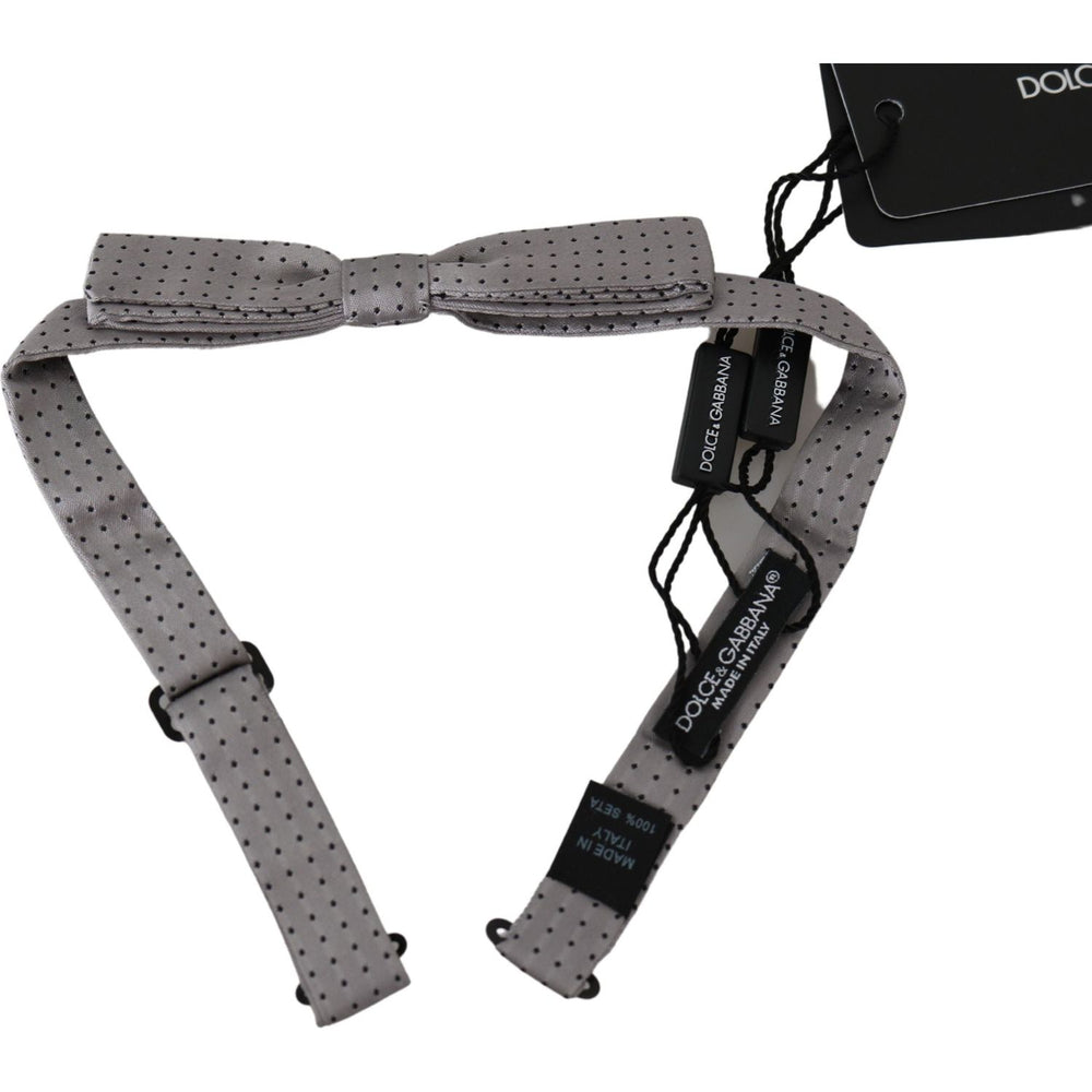 Dolce & Gabbana Gray Polka Dot Mens Necktie Papillon Bow Tie FT3007BG