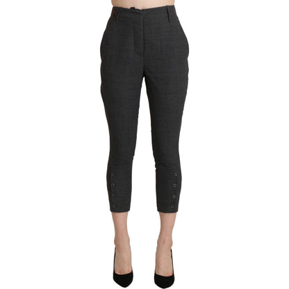 Ermanno Scervino Gray High Waist Capri Cropped Cotton Pants