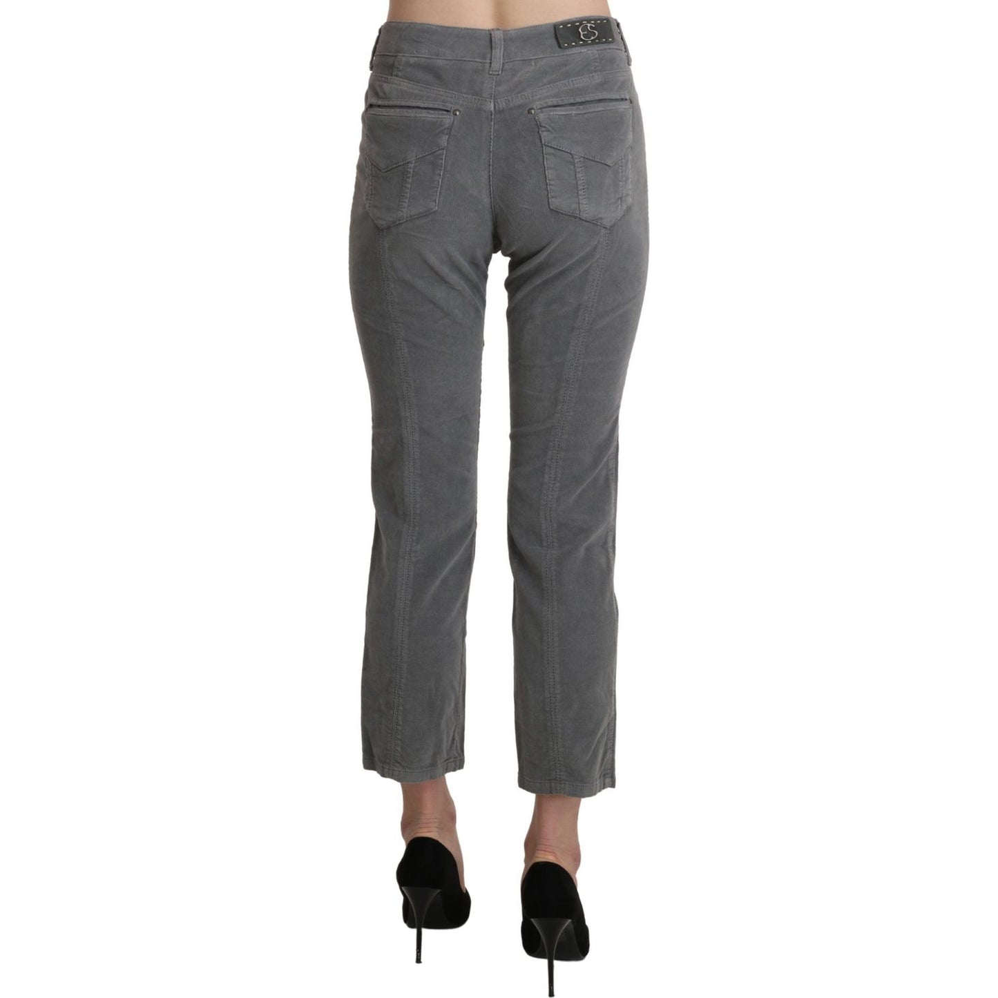 Ermanno Scervino Gray Cropped Cotton Stretch Trouser Pants PAN71148-46