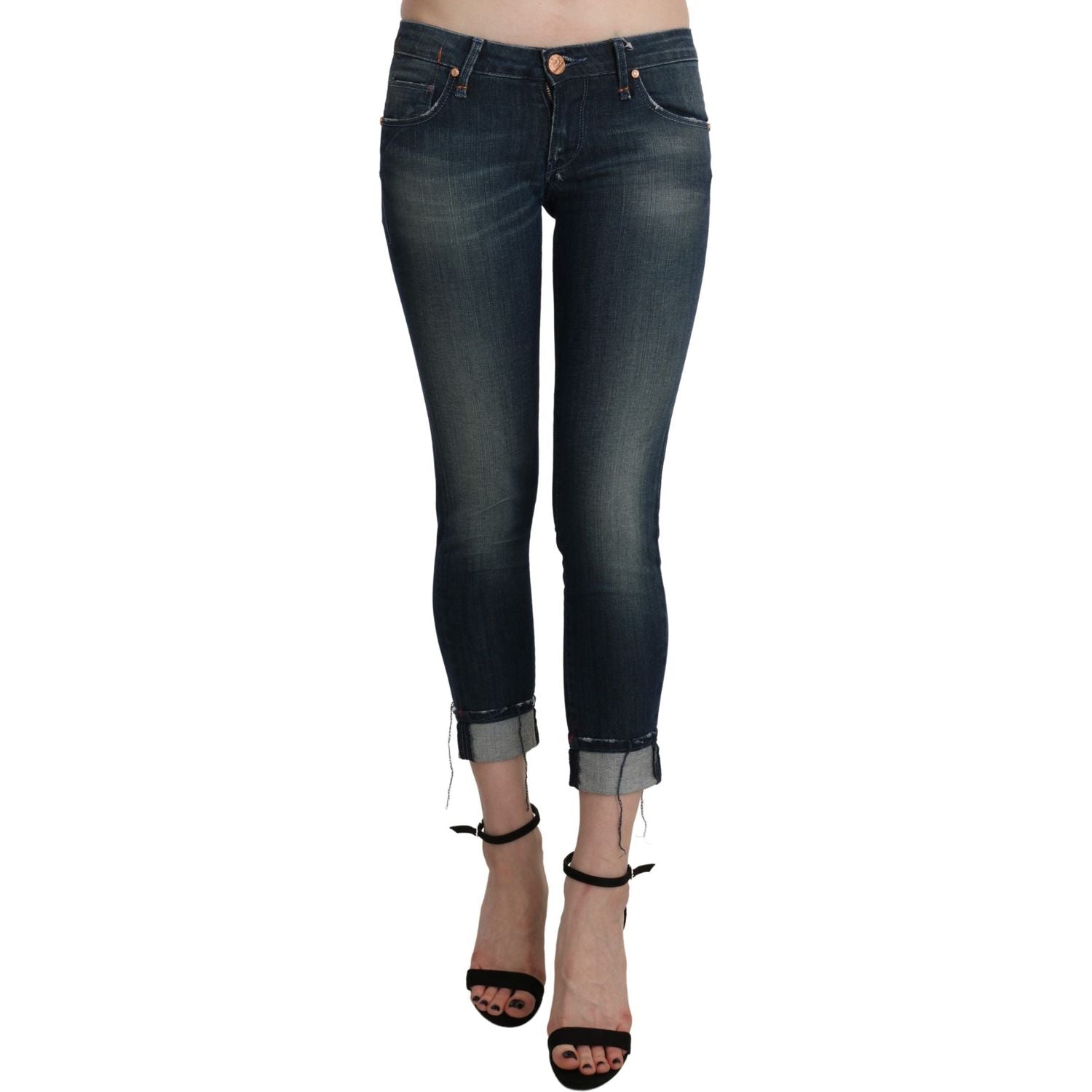 Acht Blue Washed Low Waist Skinny Cropped Denim pant