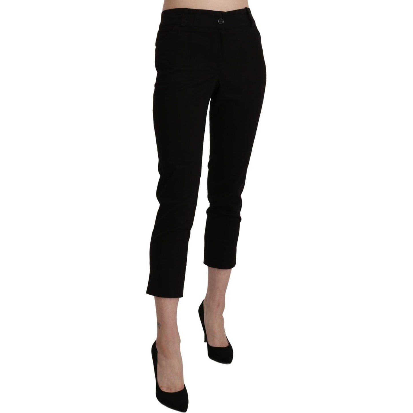 BENCIVENGA Black High Waist Skinny Cropped Dress Trouser Pants Jeans & Pants