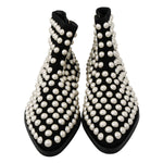 Dolce & Gabbana Black Suede Pearl Studs Boots Shoes