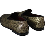 Dolce & Gabbana Gold Bordeaux Loafers Slides Dress Shoes Dolce & Gabbana Black