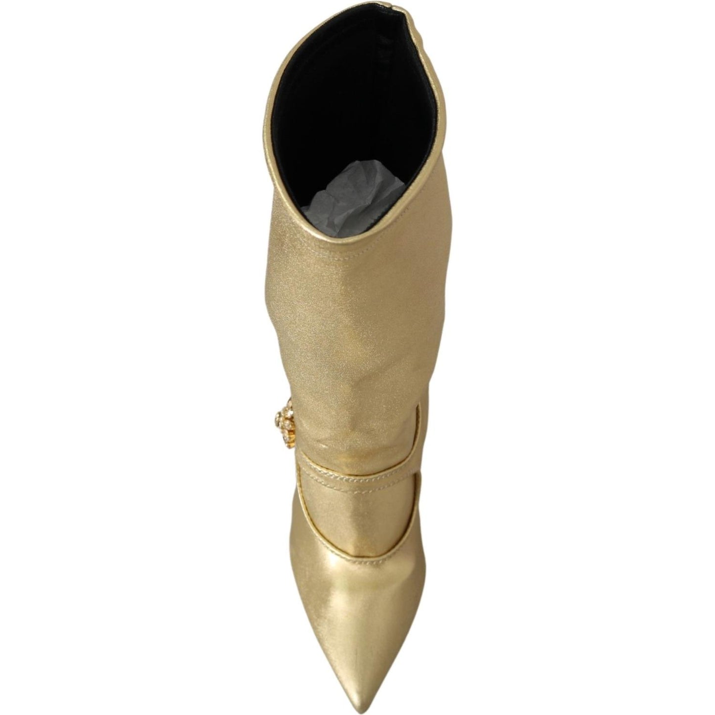 Dolce & Gabbana Gold Rhinestones Ankle Boots Socks Shoes LA8132-38.5