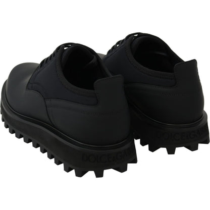 Dolce & Gabbana Black Rubberized Calfskin Chunky Derby Vulcano Shoes