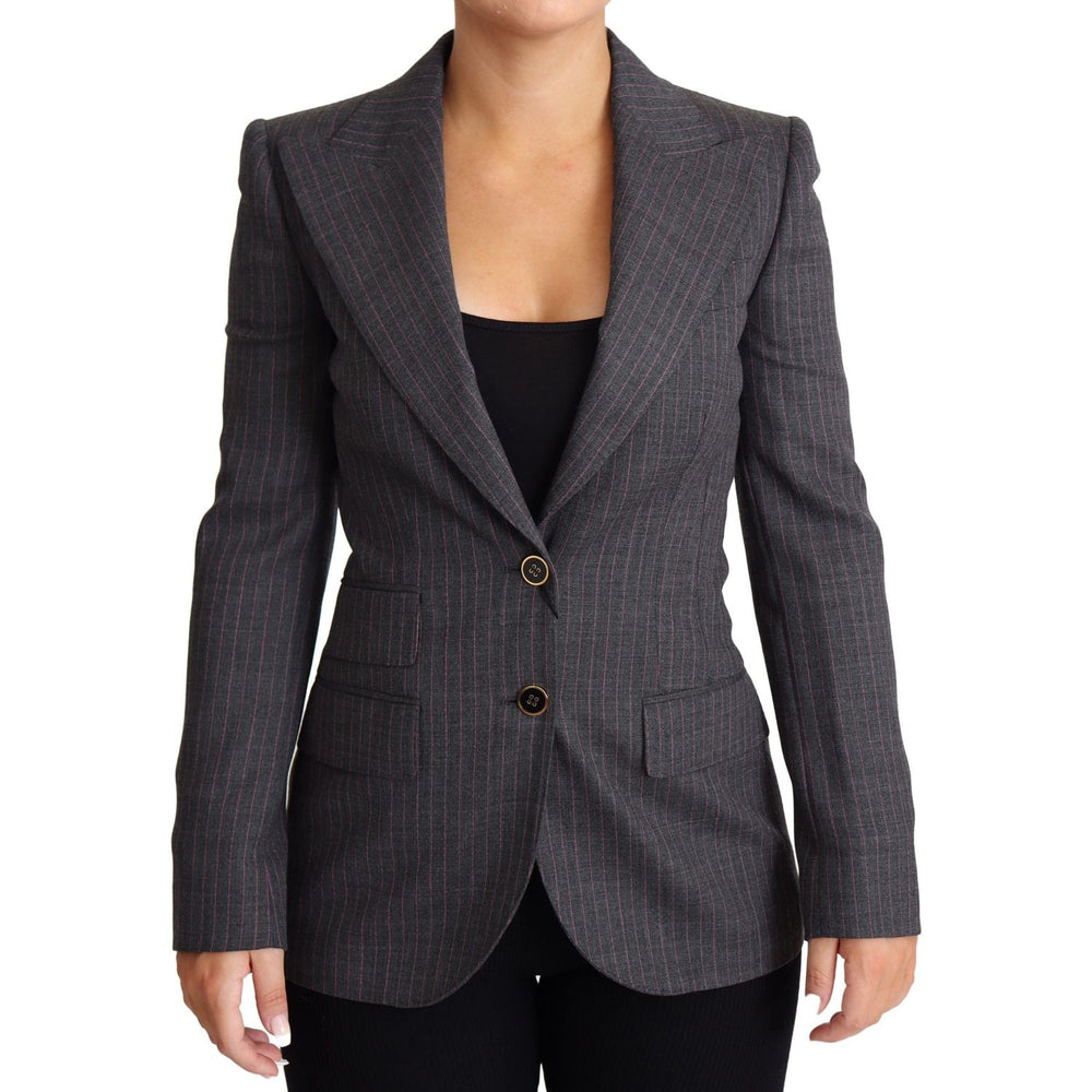 Dolce & Gabbana Gray Single Breasted Fitted Blazer Wool Jacket JKT2807-36
