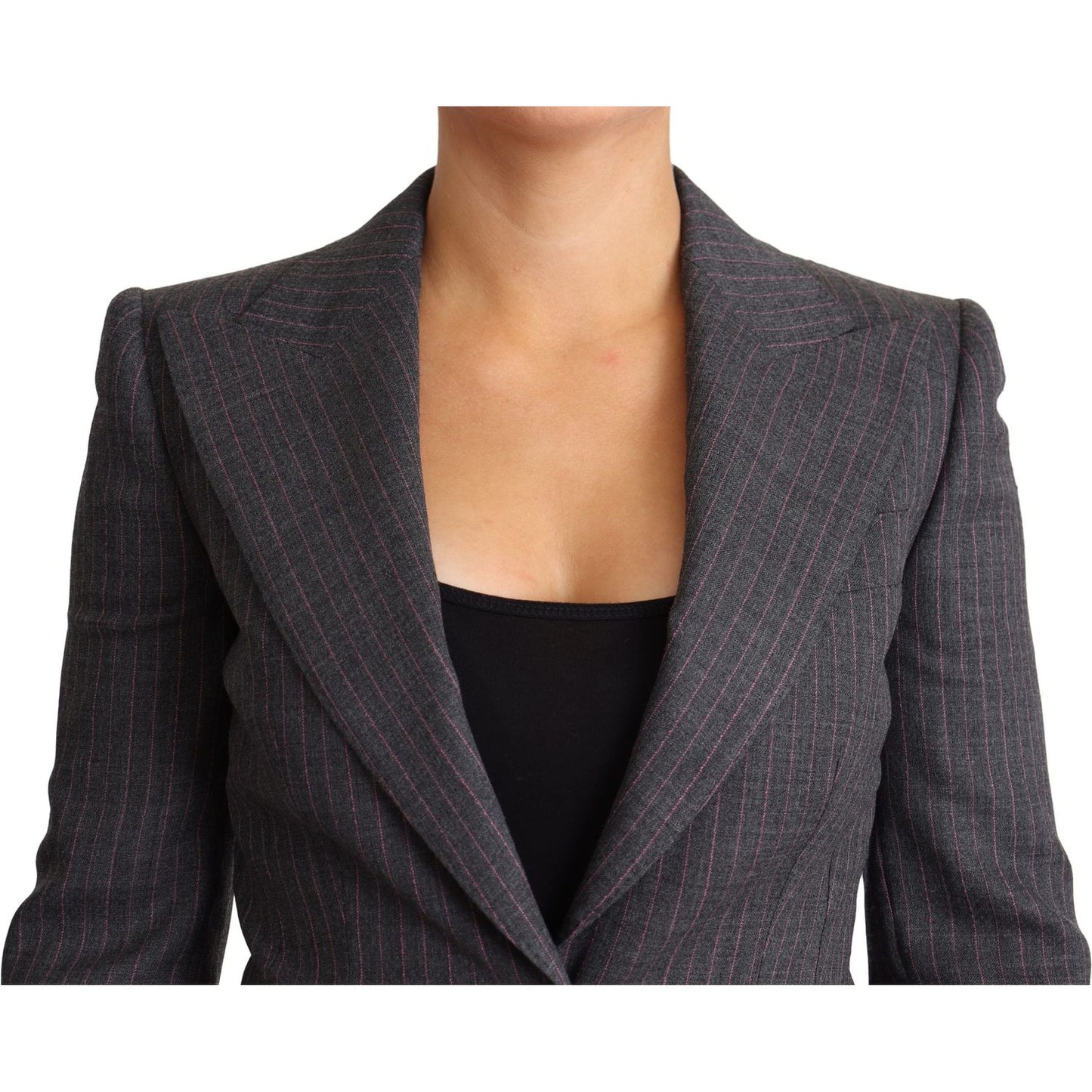Dolce & Gabbana Gray Single Breasted Fitted Blazer Wool Jacket JKT2807-36