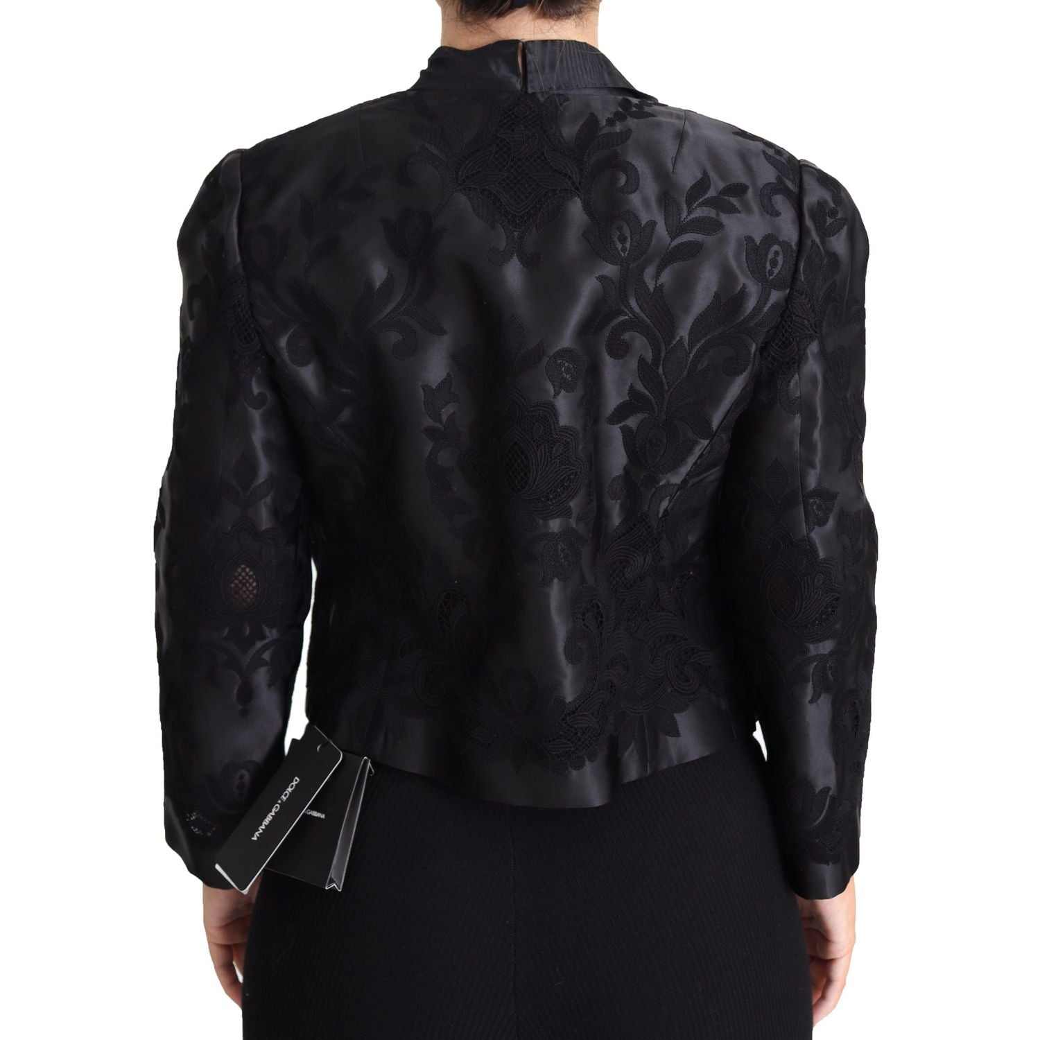 Dolce & Gabbana Black Lace Sheer Corset Organza Silk Jacket
