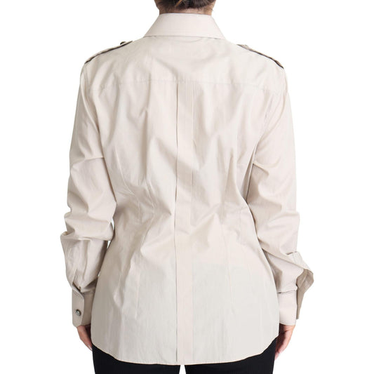 Dolce & Gabbana Dolce & Gabbana Elegant Beige Cotton Safari Shirt TSH5722-48 1728,67345645728,Beige,Clothing,Dolce & Gabbana,IT48|XXL,Material: 100% Cotton,New with tags,Shirts - Women - Clothing,Women,Women - Clothing
