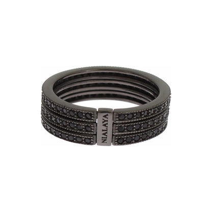 Nialaya Black CZ 925 Sterling Silver Womens Ring