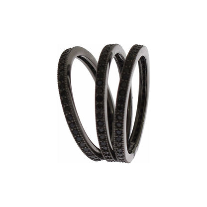 Nialaya Black CZ 925 Sterling Silver Womens Ring