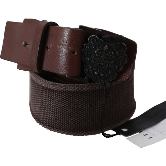 Ermanno Scervino Dark Brown Leather Wide Buckle Waist Belt Belt