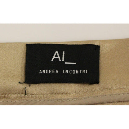 Andrea Incontri Brown Silk Solid Mini Pleated Skirt