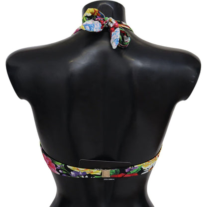 Dolce & Gabbana Multicolor Floral Print Swimwear Bikini Tops