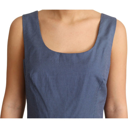 Dolce & Gabbana Blue Polka Cotton A-Line Stretch Dress