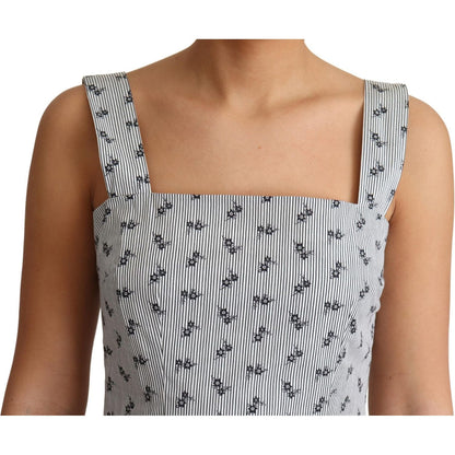 Dolce & Gabbana Blue White Floral Cotton A-Line Dress
