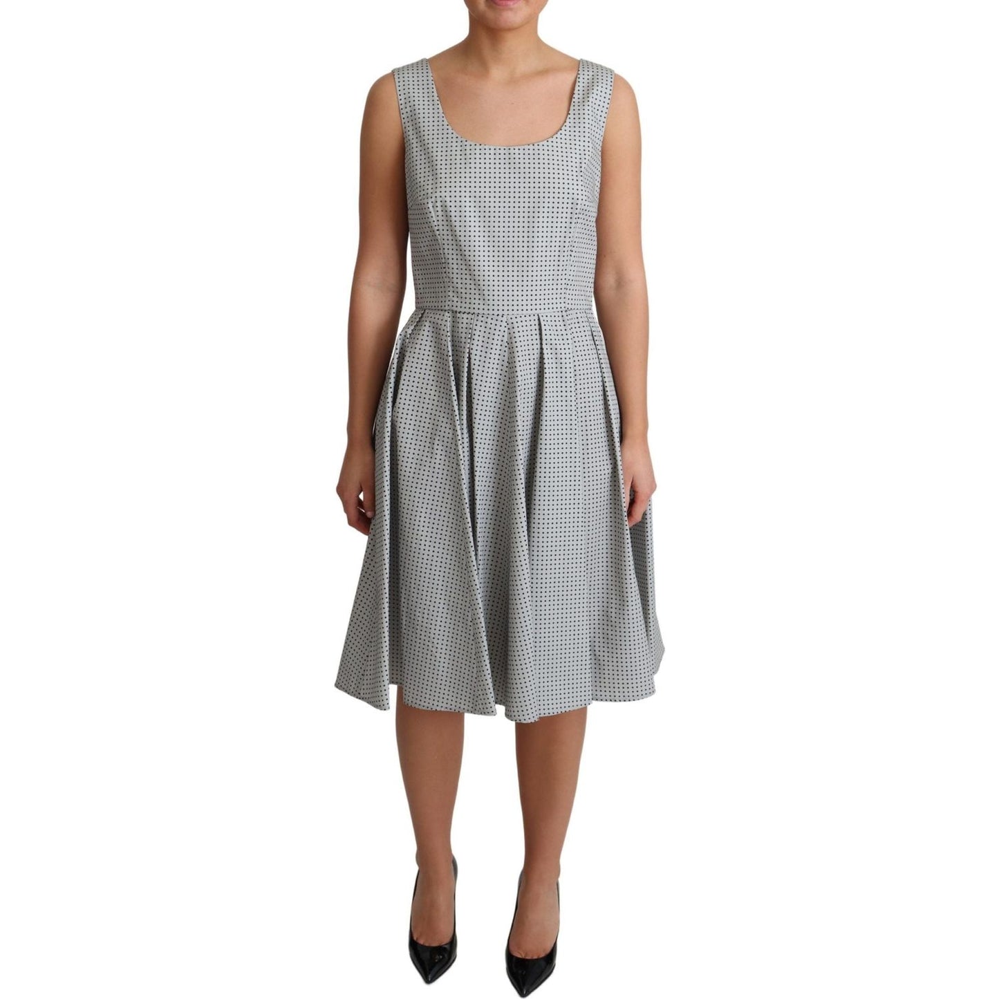 Dolce & Gabbana Gray Polka Dotted Cotton A-Line Dress DR2771-42