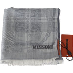 Missoni Gray Floral Wool Unisex Neck Wrap Fringes Scarf MS1982