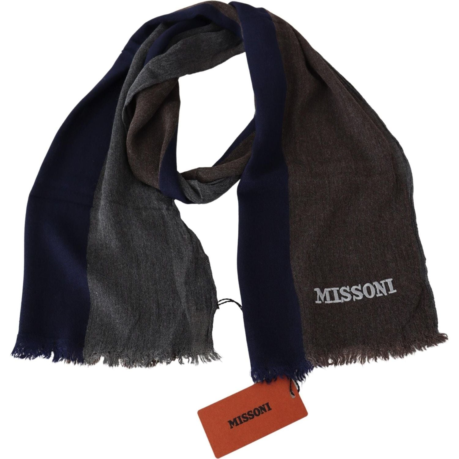 Missoni Multicolor Striped Wool Unisex Wrap Fringes Scarf