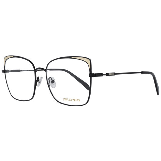 Emilio Pucci Black Women Glasses Frame, full-rim metal with branded case, lenses width 55mm, temples length 140mm.
