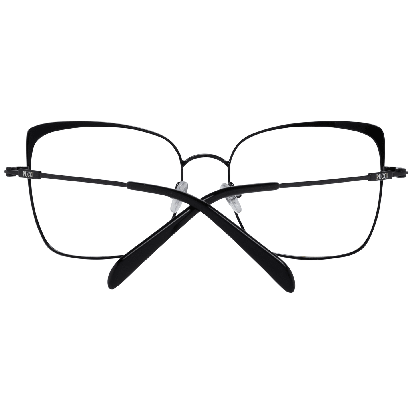 Emilio Pucci Black Women Glasses Frame, metal full-rim design, lenses width 55mm, bridge 17mm, temples length 140mm, with branded case.