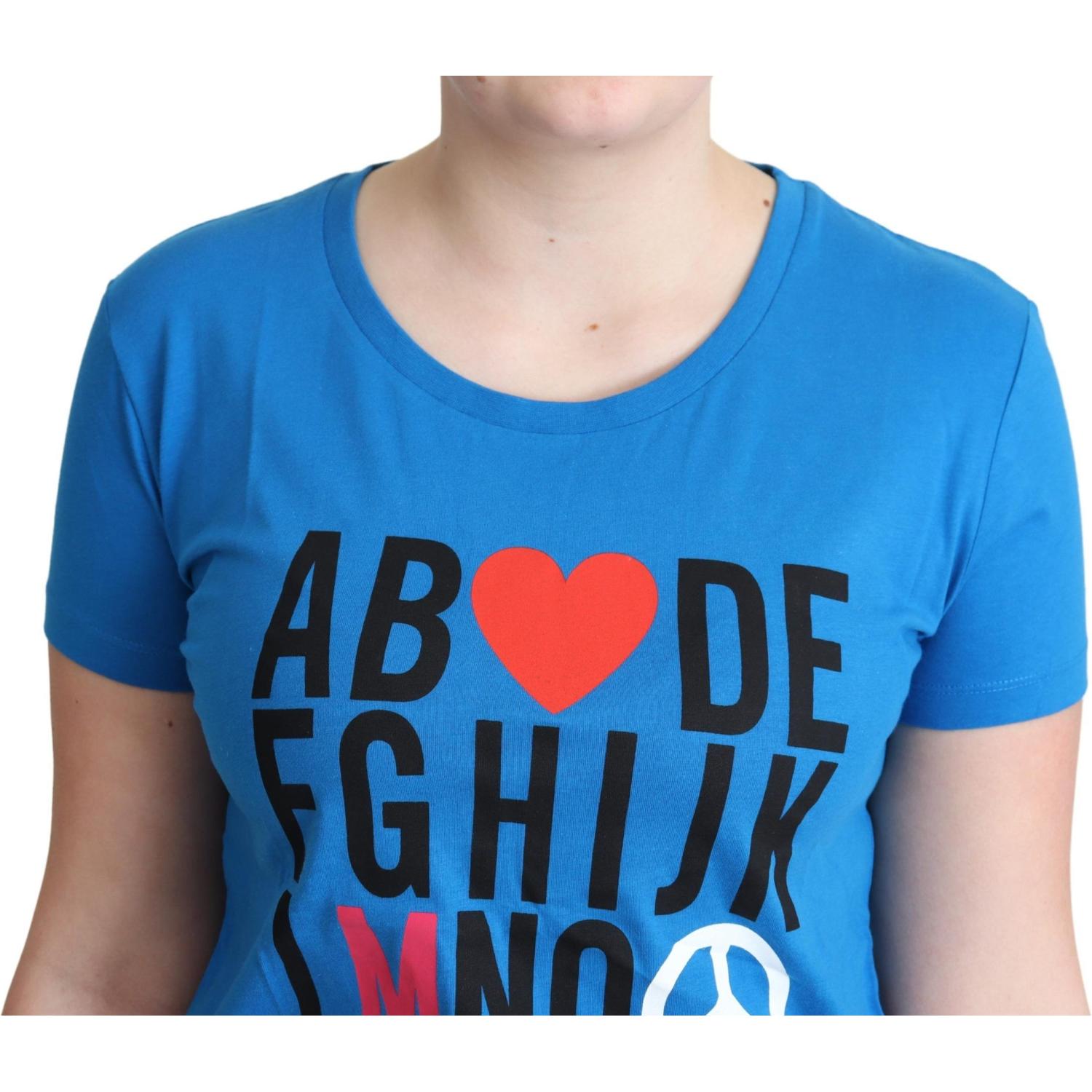 تي شيرت Moschino Chic Alphabet Cotton باللون الأزرق